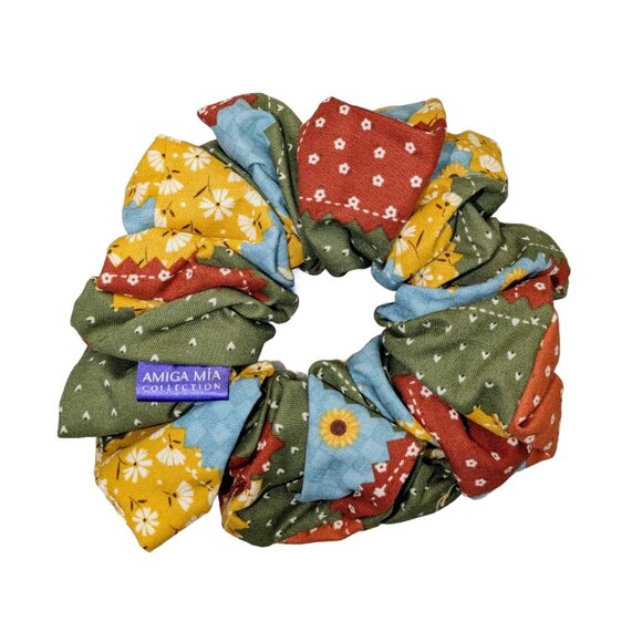 Large boho hand crafted cotton scrunchie - Picture 1 of 5